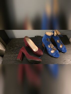 Nine West Blue Lace-Up Block Heel Sandals – Size 8.5M – Fair Condition